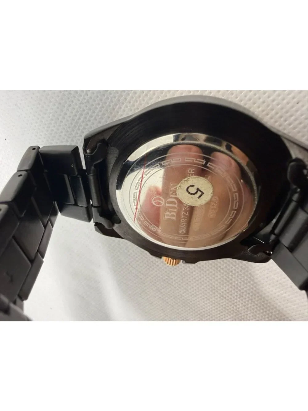 Biden BD014 Men's Chronograph Watch Black Stainless Steel Black & Gold Bezel